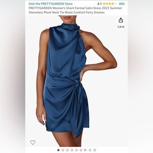 Pretty garden dark blue satin short formal dress